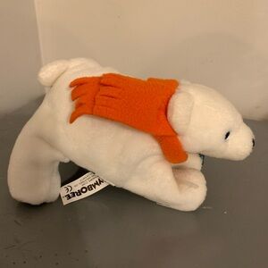 Gymboree White Polar Bear Plush with Orange Scarf and Plaid Under Belly And Feet